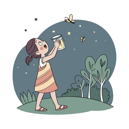 Illustration of a little girl holding a jar of honey in her handのイラスト素材