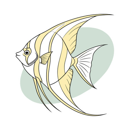 Fish design on white background with mint green accentのイラスト素材