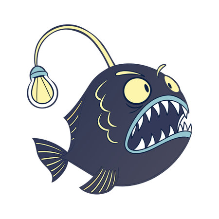 Funny cartoon fish. Vector illustration isolated on a white background.のイラスト素材