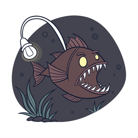 Angry fish. Vector illustration in a flat style. Isolated on white background.のイラスト素材