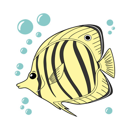 Cute vector illustration of a tropical fish on a white background.のイラスト素材