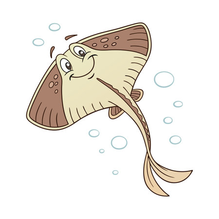 Cartoon stingray. Vector illustration isolated on a white background.のイラスト素材
