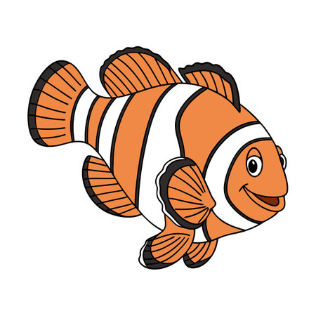 Clown fish cartoon icon. Sea life ecosystem fauna and ocean theme. Isolated design. Vector illustrationのイラスト素材