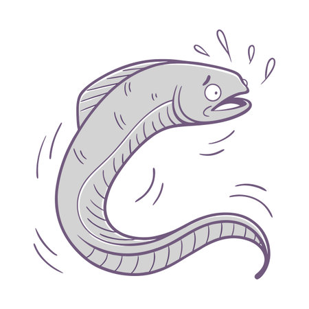Illustration of an eel in cartoon style. Vector illustration.のイラスト素材