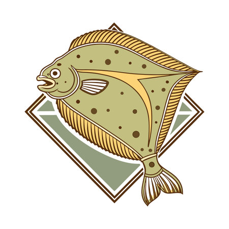 flounder fish design illustration graphicのイラスト素材