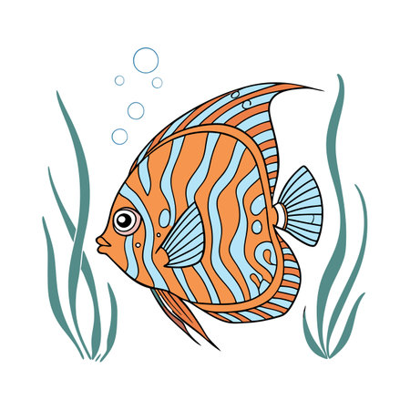Cartoon fish. Coloring book for children. Vector illustration.のイラスト素材