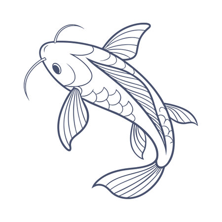 Vector illustration of a stylized koi fish on a white backgroundのイラスト素材