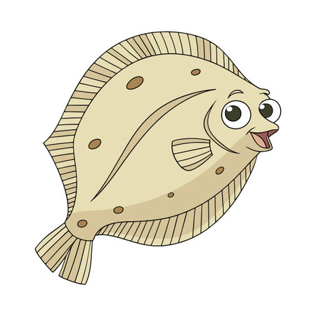 Flounder fish cartoon icon. Sea life ecosystem fauna and ocean theme. Isolated design. Vector...