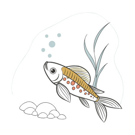 Illustration of a cartoon fish on a white background. Vector illustration