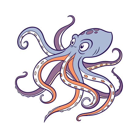 Octopus. Vector illustration. Isolated on a white background.のイラスト素材