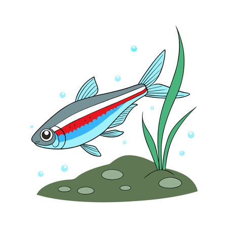 Vector illustration of a fish in cartoon style on a white background.のイラスト素材