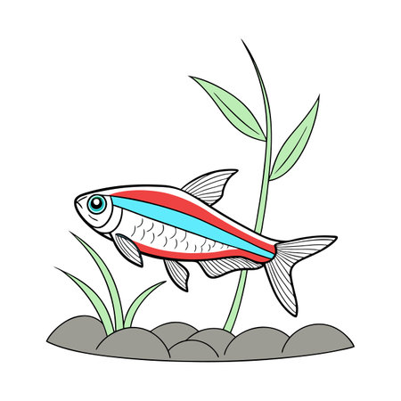 Cartoon fish in the pond. Vector illustration for your design.のイラスト素材