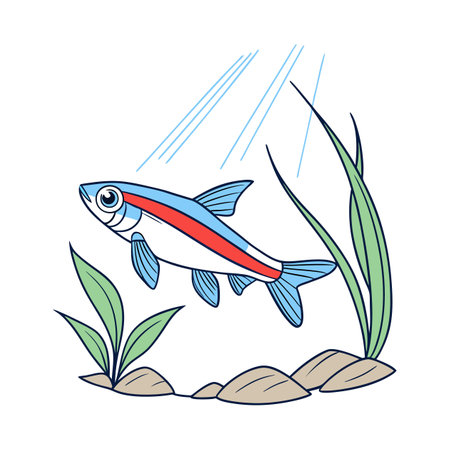 Fish in the water. Vector illustration in a flat cartoon style.のイラスト素材
