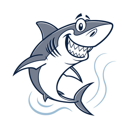 Shark cartoon mascot. Vector illustration for t-shirt print or poster.のイラスト素材