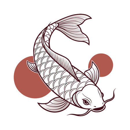 Koi fish in the circle. Vector illustration on white background.のイラスト素材