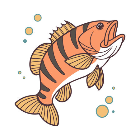 Cute cartoon fish. Vector illustration. Isolated on white background.のイラスト素材