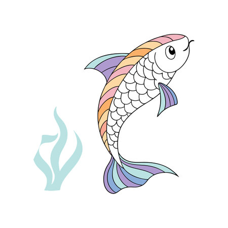 Fish on a white background. Vector illustration in a flat style.のイラスト素材
