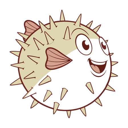 Puffer fish cartoon icon. Sea life ecosystem fauna and ocean theme. Isolated design. Vector illustrationのイラスト素材