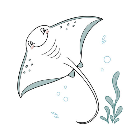 Stingray on a white background. Vector illustration in cartoon style.のイラスト素材