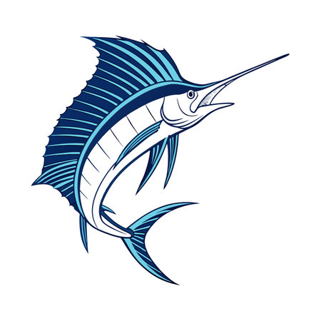Blue marlin fish icon. Sea life ecosystem fauna and ocean theme. Isolated design. Vector illustrationのイラスト素材