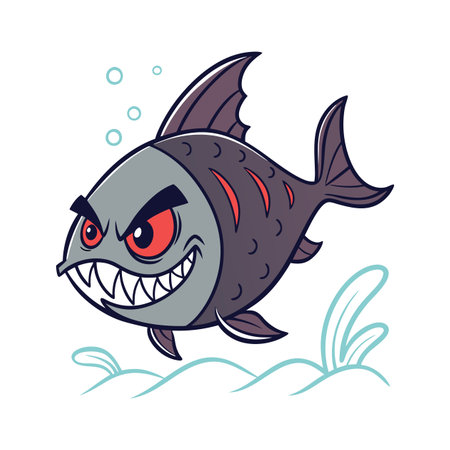 Cartoon fish. Vector illustration of a funny cartoon fish in water.のイラスト素材