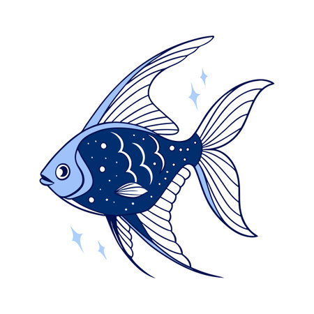 Blue fish isolated on white background. Vector illustration in flat style.のイラスト素材