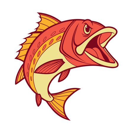 Cartoon fish. Vector illustration. Isolated on white background.のイラスト素材