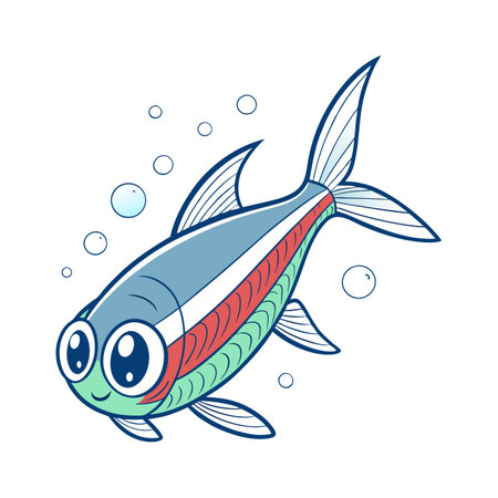 Cartoon fish. Vector illustration of a cartoon fish with eyes.のイラスト素材