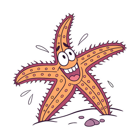 Cartoon starfish. Vector illustration isolated on white background. Funny character.のイラスト素材