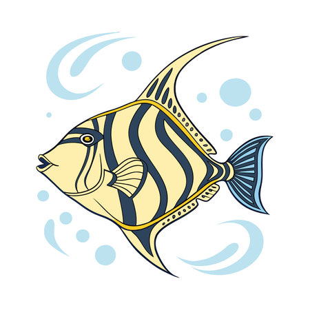 Cute cartoon fish. Vector illustration of a tropical fish on a white background.のイラスト素材