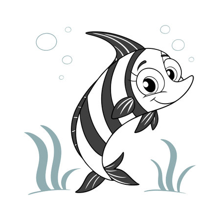 Cute cartoon fish. Vector illustration isolated on a white background.のイラスト素材