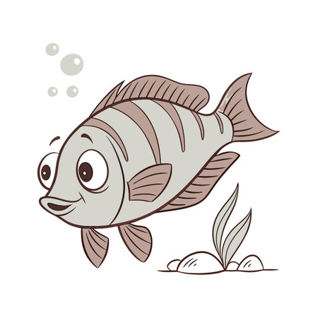 Vector illustration of a cute cartoon fish on a white background. Vector illustration.のイラスト素材