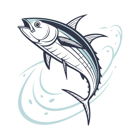 Vector illustration of a tuna fish on a white background. Design element.のイラスト素材