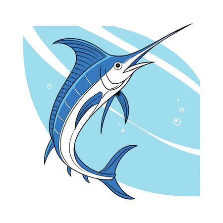 Blue marlin fish. Vector illustration of a blue marlin fish.のイラスト素材