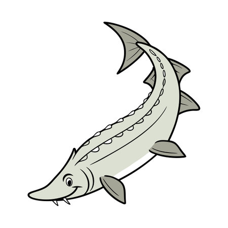 Sturgeon fish. Vector illustration of a sturgeon fish.のイラスト素材