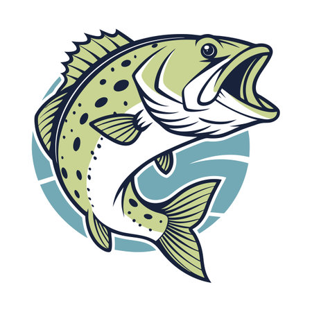 Vector illustration of a rainbow trout fish jumping out of the water on a white background.のイラスト素材