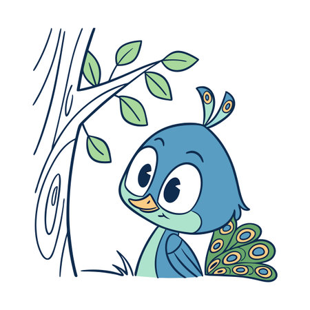 Cute peacock in the tree. Vector illustration for your designのイラスト素材