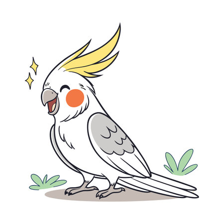 Cockatoo parrot with yellow beak. Vector illustrationのイラスト素材