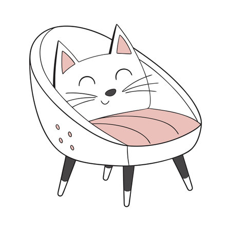 Cute cat sitting in a chair. Hand drawn vector illustration.のイラスト素材
