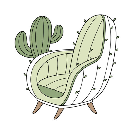 cactus in armchair icon over white background colorful design vector illustrationのイラスト素材
