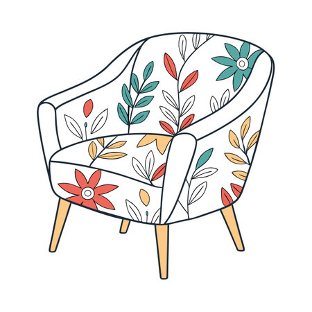 Armchair with floral pattern. Vector illustration in doodle style.のイラスト素材