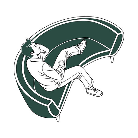 Vector illustration of a man sitting on the floor with legs up.のイラスト素材