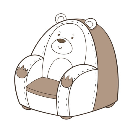 Cute cartoon bear sitting on an armchair. Vector illustration.のイラスト素材