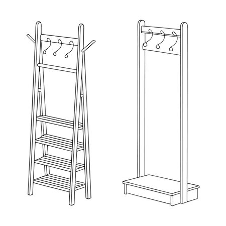 Vector illustration of rack and shelf. Set of rack and stand stock vector illustration.のイラスト素材