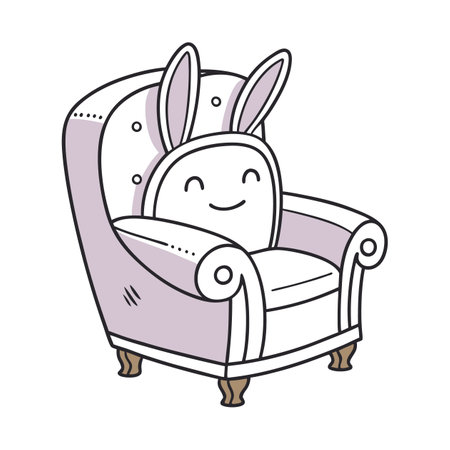 Cute cartoon bunny sitting in the armchair. Vector illustration.のイラスト素材