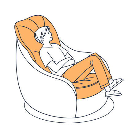 Woman sitting in an armchair. Isolated vector illustration on white background.のイラスト素材