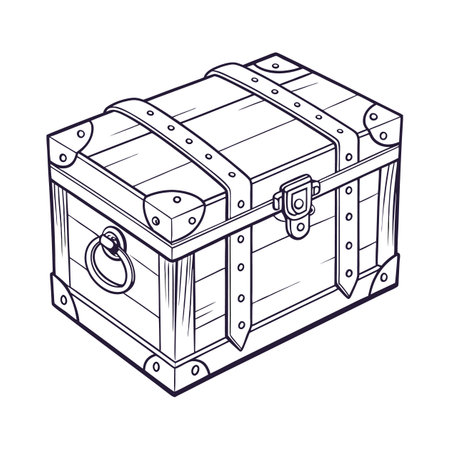 Treasure chest. Vector illustration isolated on white background. Doodle style.のイラスト素材