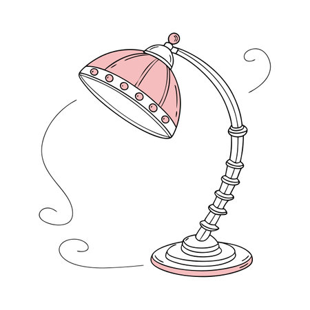 Table lamp on a white background. Vector illustration in doodle style.のイラスト素材