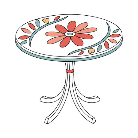 Vintage round table isolated on a white background. Vector illustration.のイラスト素材