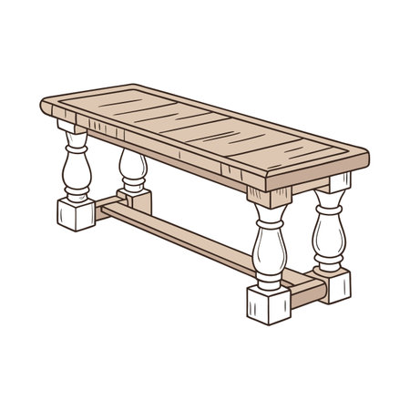 Wooden table isolated on white background. Vector illustration in sketch style.のイラスト素材